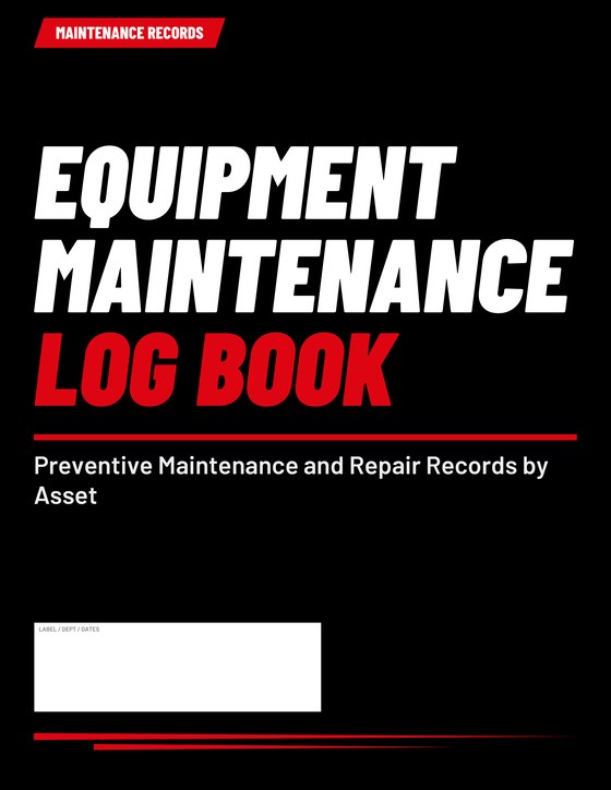 Cover of the Equipment Maintenance Log Book